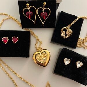 Avon Gold and Red Heart Earrings